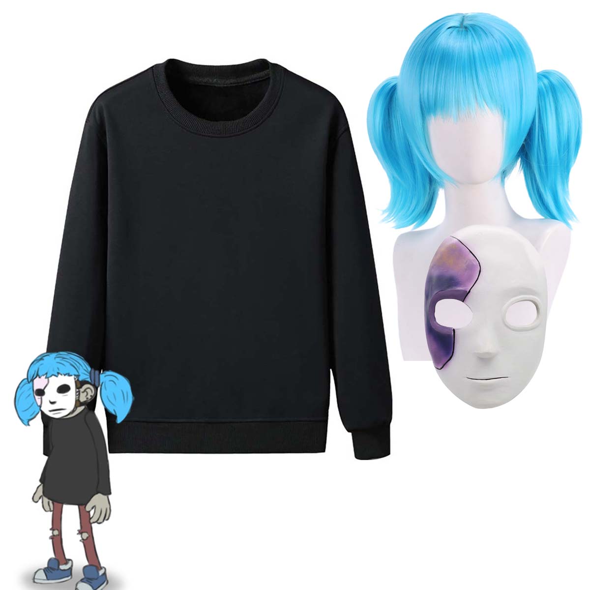 Adult Game Sally Face Cosplay  - Black Face Mask Pack recension och pris
