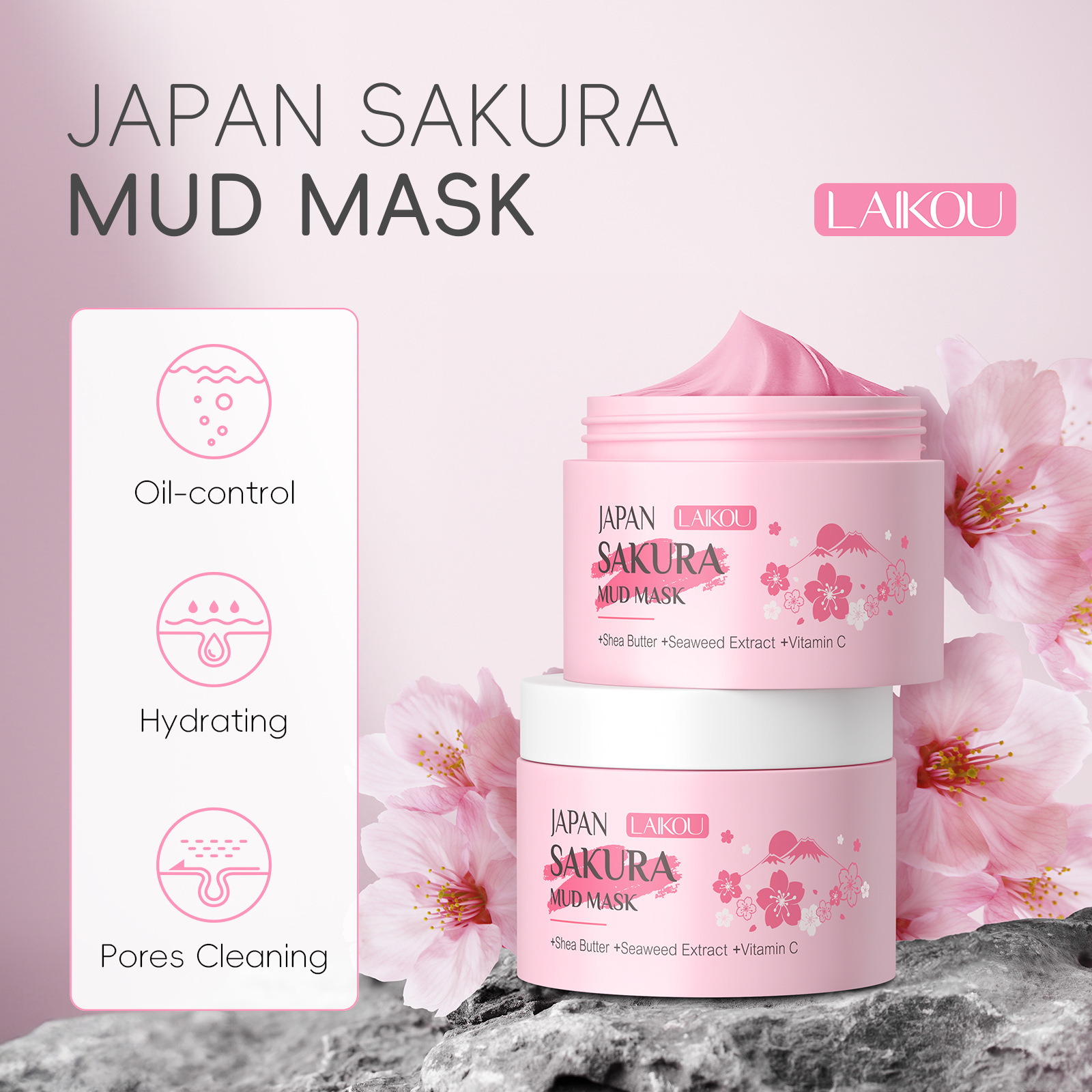 LAIKOU Sakura Clay Mask 25g 90 - Dust Mask Construction recension och pris