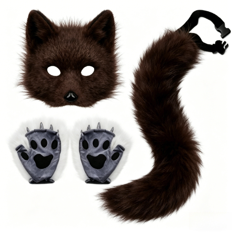 Furry Cat Ears Mask Tail & Paw - Black Face Mask Pack recension och pris