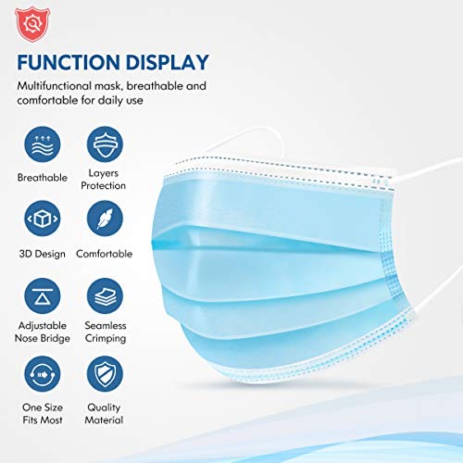 Face Mask Disposable Adults 3P - Disposable Mask Blue recension och pris