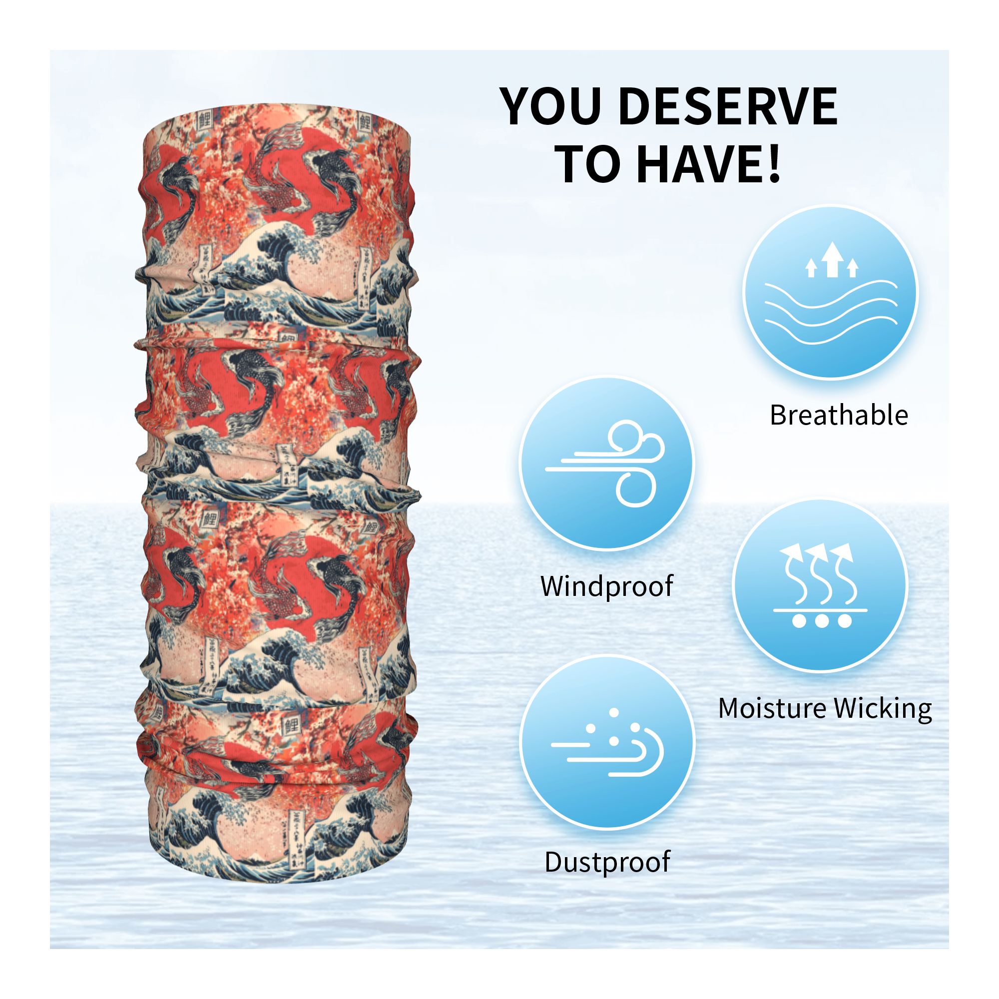 Koi Fish and Great Wave off Ka - Sports Mask Breathable recension och pris