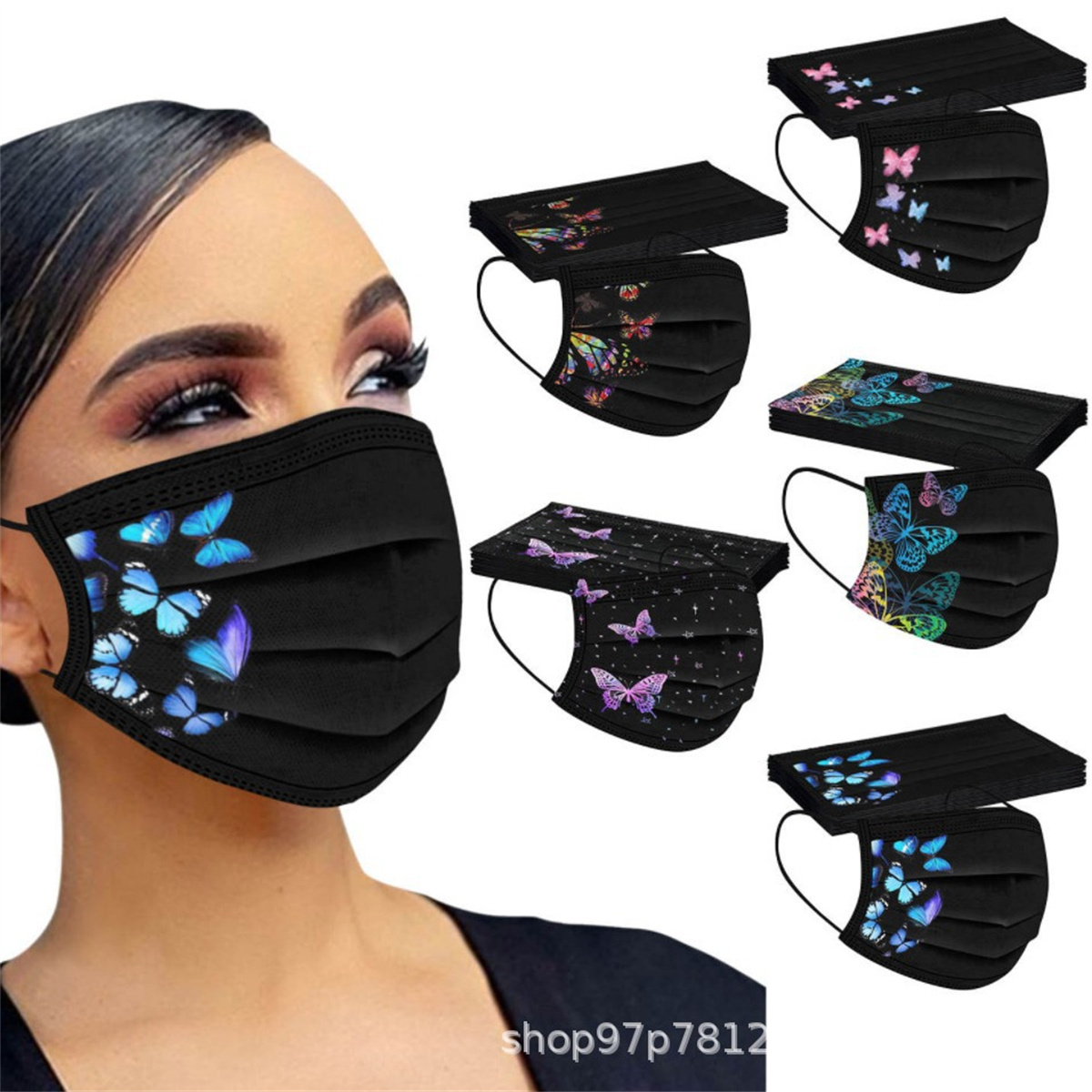 50pcs colorful butterfly print - Disposable Surgical Mask recension och pris