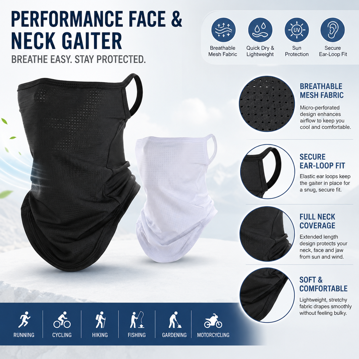 Breathable Quick-Dry Neck Gait - Respirator Half Face recension och pris