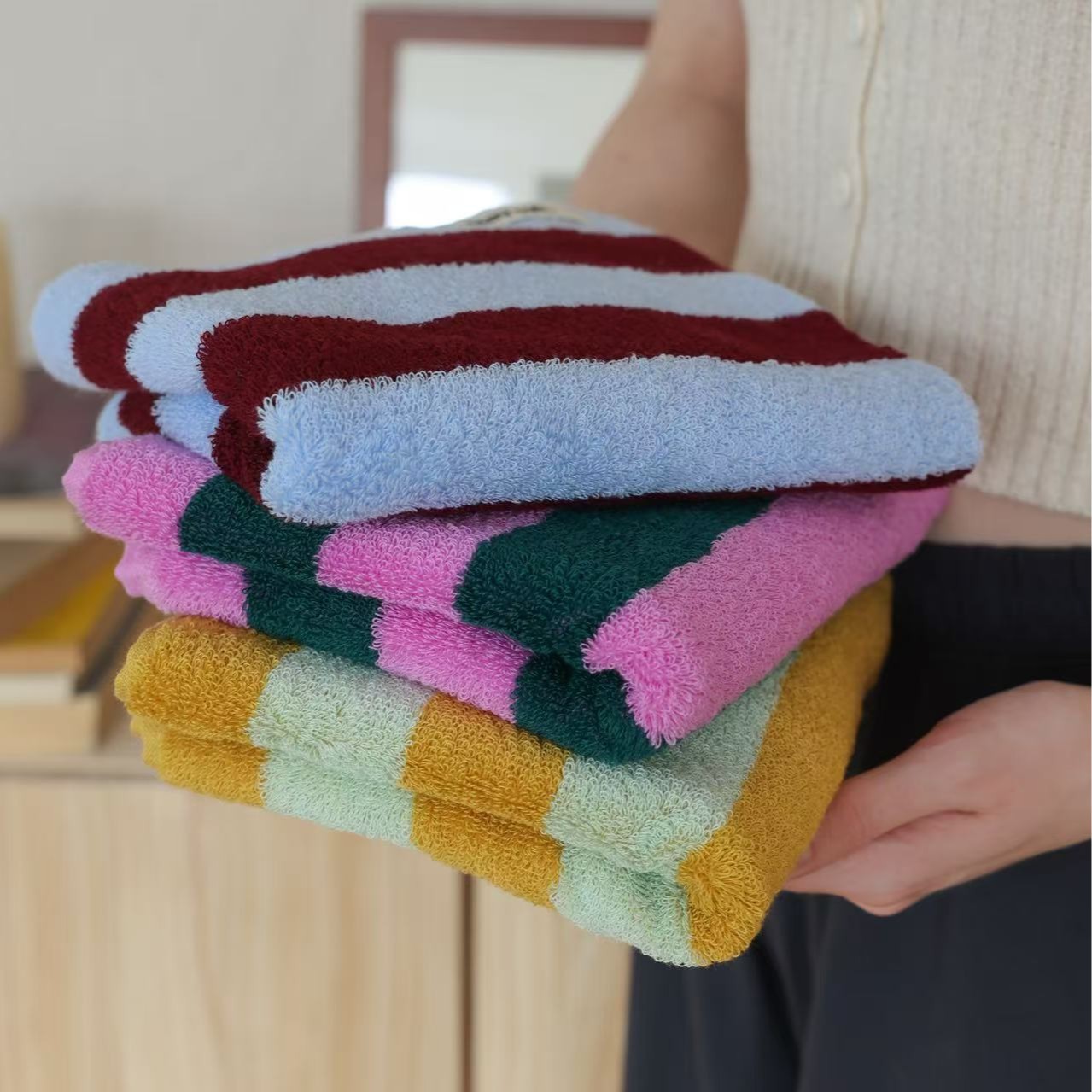 Retro Striped Pure Cotton Towe - Cloth Face Mask Washable recension och pris