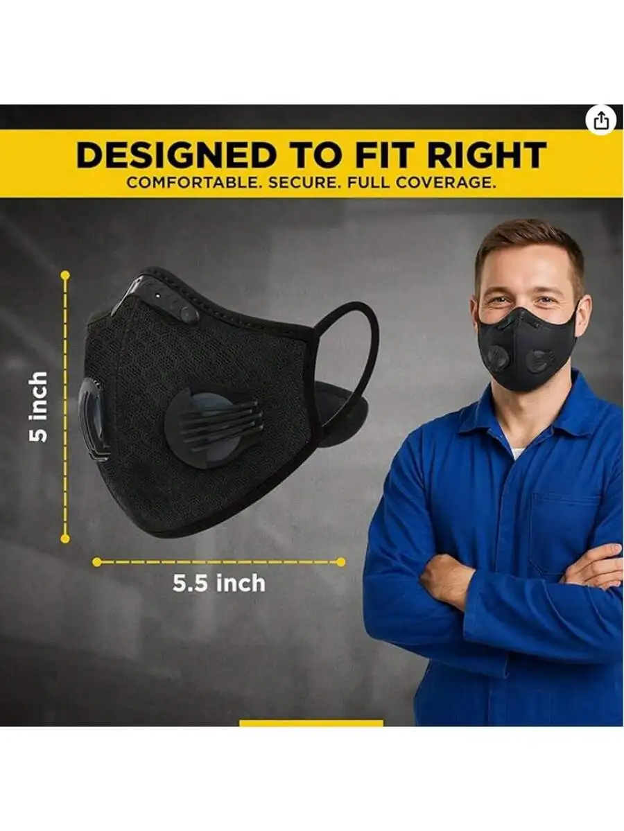 2-Pack Reusable Half Face Mask - Black Face Mask Pack recension och pris